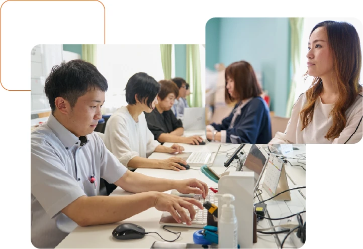 パソコンを使い業務を行う株式会社Rucias従業員の様子