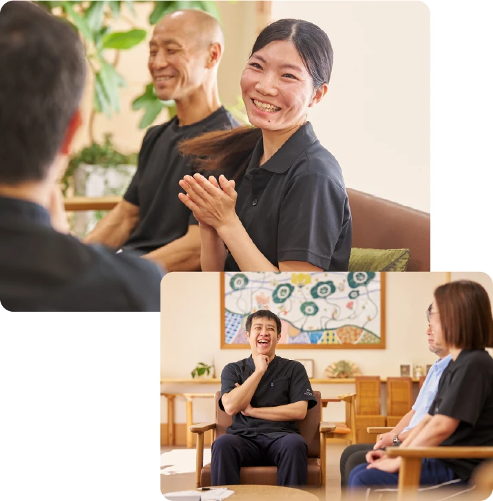 笑顔の小野万郁さんと笑顔の胡谷俊樹さん